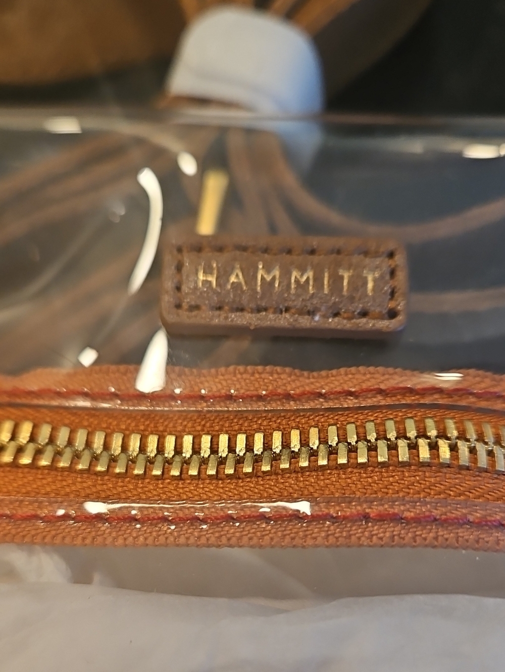 💕HAMMITT💕 Tony Small Bag ~ Clear Brushed Gold/Brown/Red NWT - Picture 10 of 13